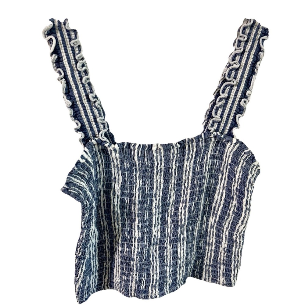 Y2K Hollister womens Striped smocked crop top size M  Stretch Blue Coastal Chic